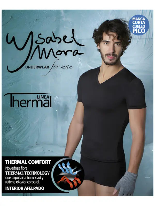 70100-Camiseta Caballero Termal M/C Cuello V Ysabel Mora