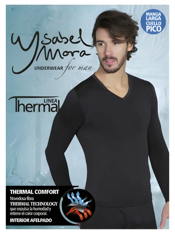 70101-Camiseta Caballero Termal M/L Cuello V Ysabel Mora